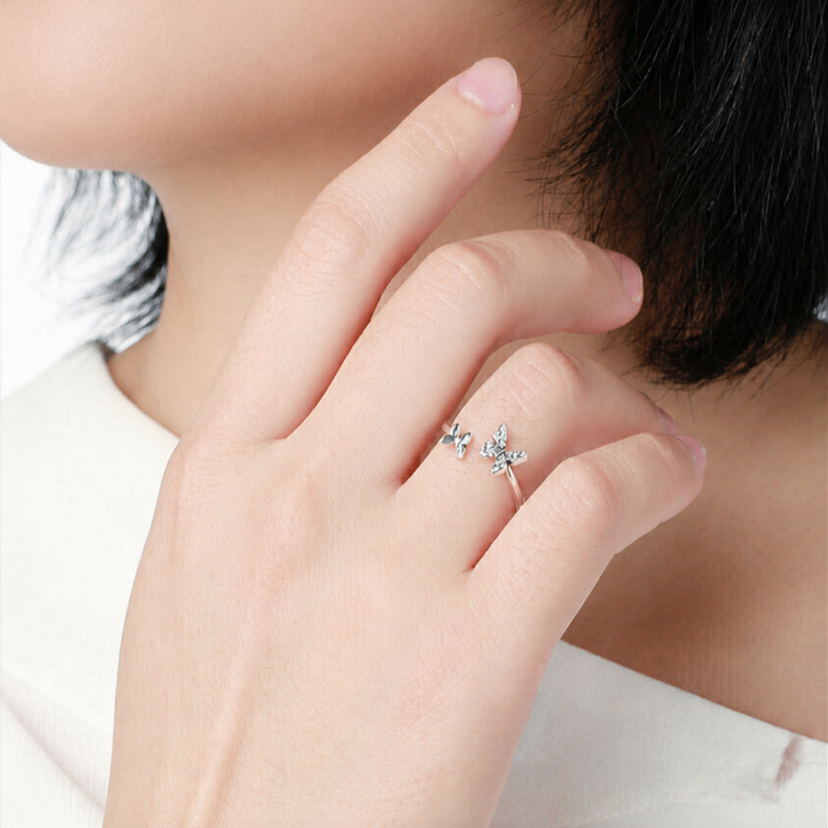 Double Butterfly Ring in S925 Sterling Silver
