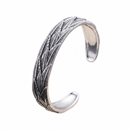 Silver Feather Bracelet in S925 Sterling Silver