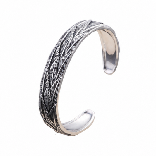 Silver Feather Bracelet in S925 Sterling Silver