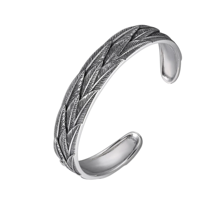 Silver Feather Bracelet in S925 Sterling Silver