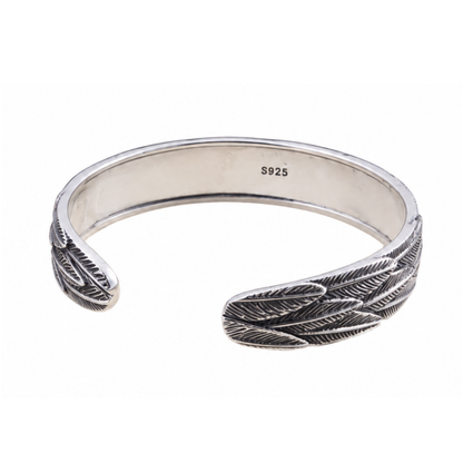 Silver Feather Bracelet in S925 Sterling Silver